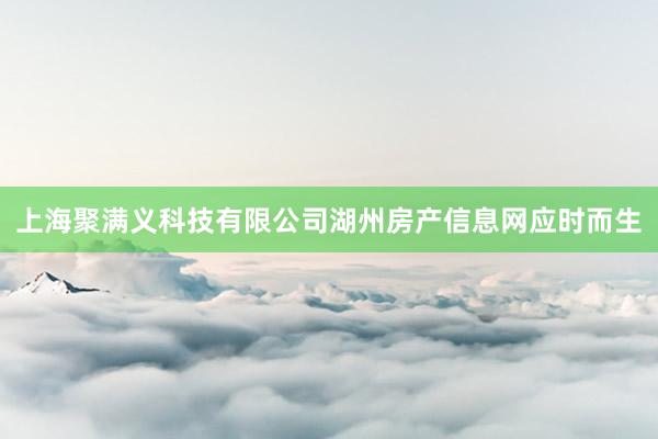 上海聚满义科技有限公司湖州房产信息网应时而生